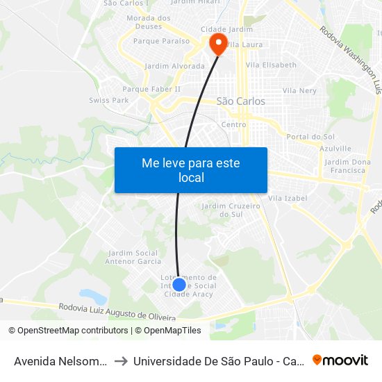 Avenida Nelsom Orlandi to Universidade De São Paulo - Campus / Área I map