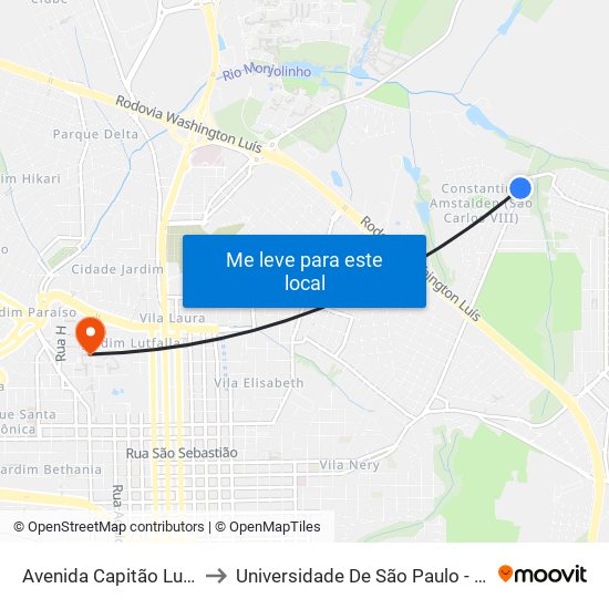 Avenida Capitão Luís Brandão to Universidade De São Paulo - Campus / Área I map