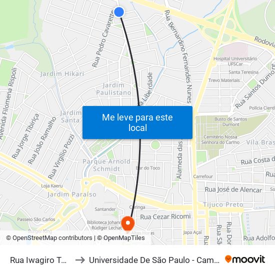 Rua Iwagiro Toyama to Universidade De São Paulo - Campus / Área I map