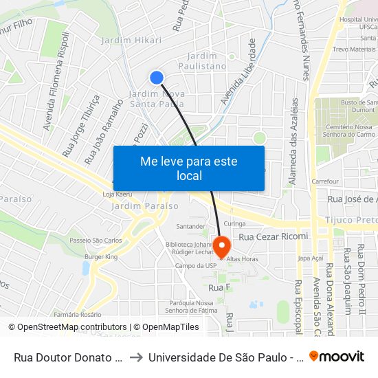 Rua Doutor Donato Dos Santos to Universidade De São Paulo - Campus / Área I map