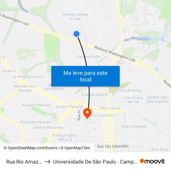 Rua Rio Amazonas to Universidade De São Paulo - Campus / Área I map