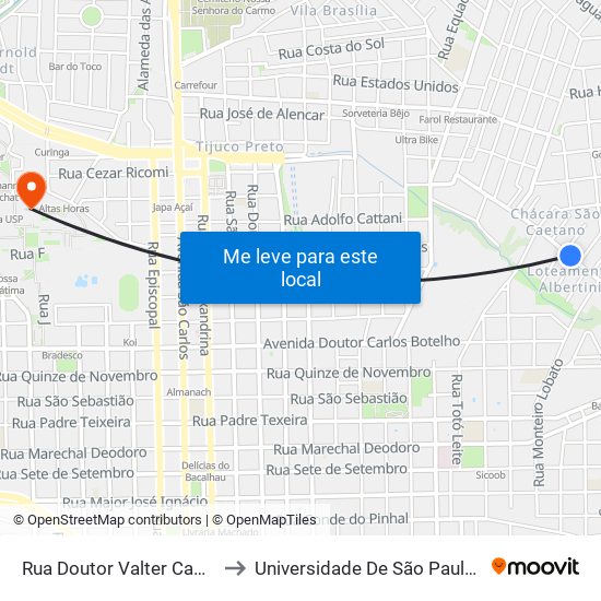 Rua Doutor Valter Camargo Schultzer to Universidade De São Paulo - Campus / Área I map