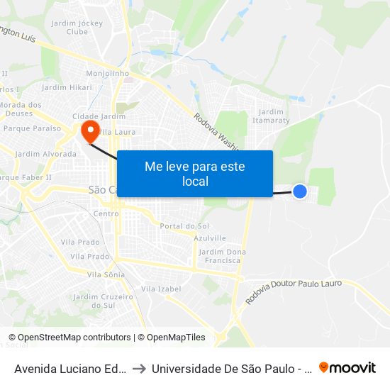 Avenida Luciano Eduardo Félix to Universidade De São Paulo - Campus / Área I map