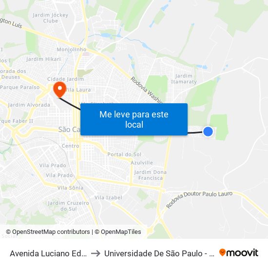 Avenida Luciano Eduardo Félix to Universidade De São Paulo - Campus / Área I map