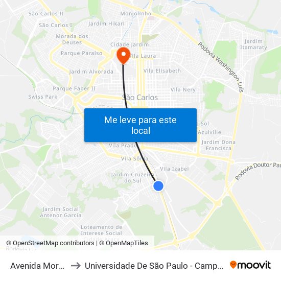 Avenida Morumbi to Universidade De São Paulo - Campus / Área I map