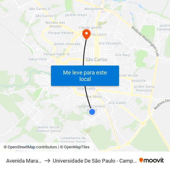 Avenida Maranhão to Universidade De São Paulo - Campus / Área I map