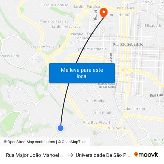 Rua Major João Manoel De Campos Penteado to Universidade De São Paulo - Campus / Área I map