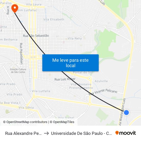 Rua Alexandre Pedrazzani to Universidade De São Paulo - Campus / Área I map