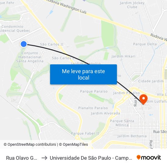 Rua Olavo Godoy to Universidade De São Paulo - Campus / Área I map