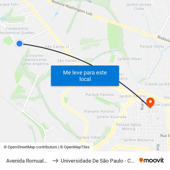 Avenida Romualdo Villani to Universidade De São Paulo - Campus / Área I map