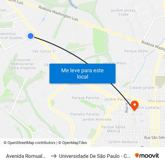 Avenida Romualdo Villani to Universidade De São Paulo - Campus / Área I map