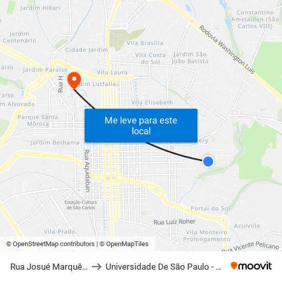 Rua Josué Marquês Martins to Universidade De São Paulo - Campus / Área I map