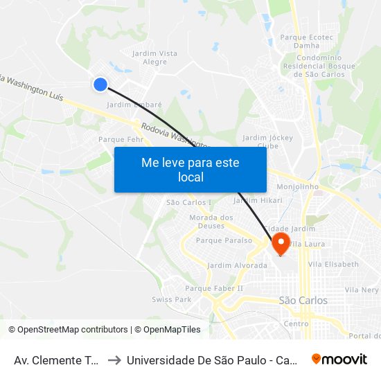 Av. Clemente Talarico to Universidade De São Paulo - Campus / Área I map