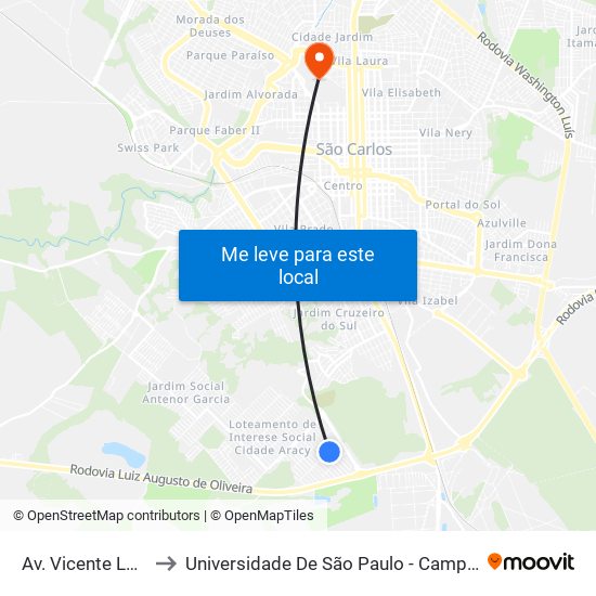 Av. Vicente Laurito to Universidade De São Paulo - Campus / Área I map