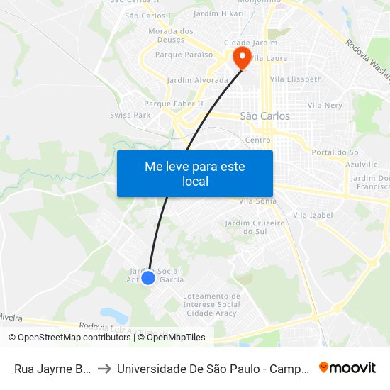 Rua Jayme Bruno to Universidade De São Paulo - Campus / Área I map