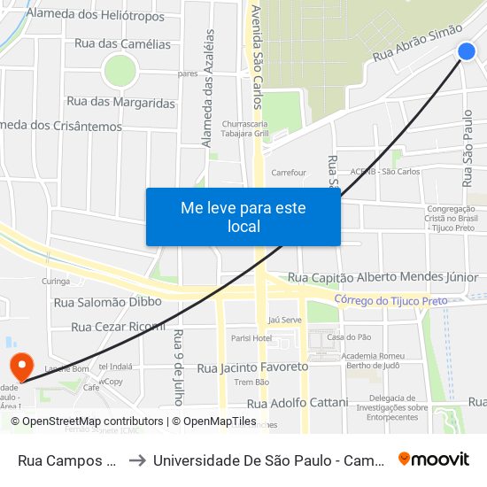 Rua Campos Salles to Universidade De São Paulo - Campus / Área I map