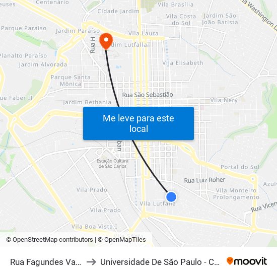 Rua Fagundes Varela, 262 to Universidade De São Paulo - Campus / Área I map