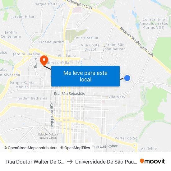 Rua Doutor Walter De Camargo Schultzer to Universidade De São Paulo - Campus / Área I map