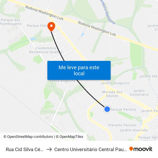 Rua Cid Silva César to Centro Universitário Central Paulista map