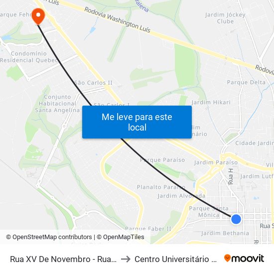 Rua XV De Novembro - Rua Major Julio Salles to Centro Universitário Central Paulista map