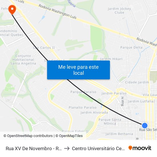 Rua XV De Novembro - Rua Episcopal to Centro Universitário Central Paulista map