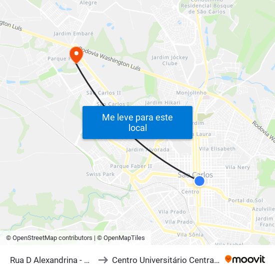 Rua D Alexandrina - Catedral to Centro Universitário Central Paulista map