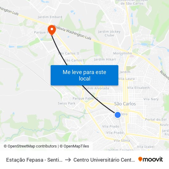 Estação Fepasa - Sentido Centro to Centro Universitário Central Paulista map
