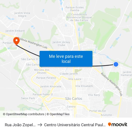 Rua João Zopelari to Centro Universitário Central Paulista map