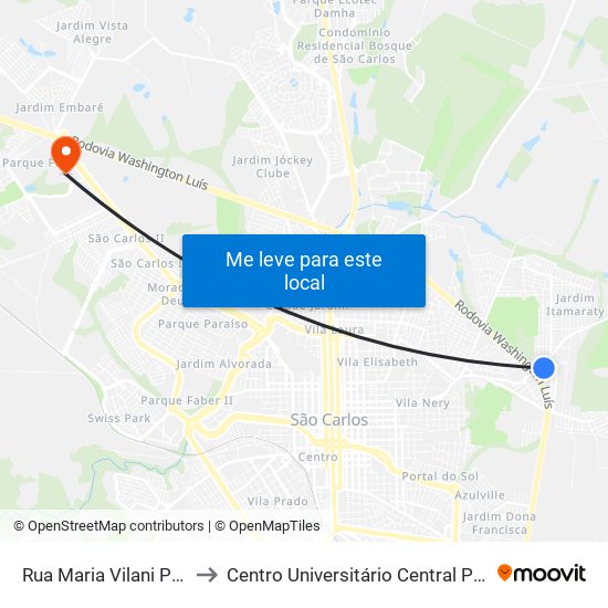 Rua Maria Vilani Petrilli to Centro Universitário Central Paulista map