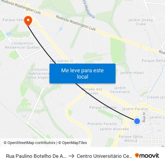Rua Paulino Botelho De Abreu Sampaio to Centro Universitário Central Paulista map
