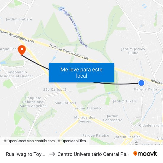 Rua Iwagiro Toyama to Centro Universitário Central Paulista map