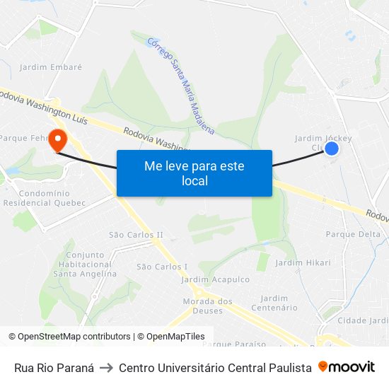 Rua Rio Paraná to Centro Universitário Central Paulista map
