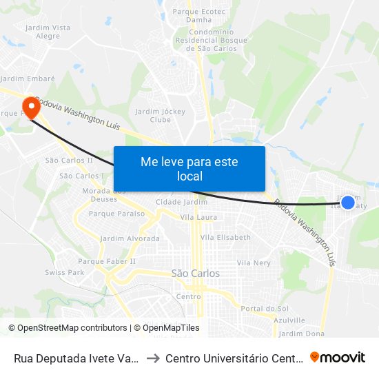 Rua Deputada Ivete Vargas - Sesi to Centro Universitário Central Paulista map