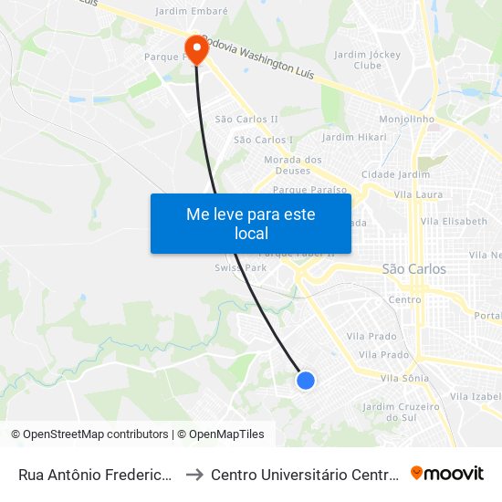 Rua Antônio Frederico Ozanan to Centro Universitário Central Paulista map