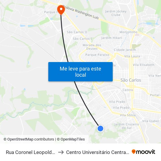 Rua Coronel Leopoldo Prado to Centro Universitário Central Paulista map