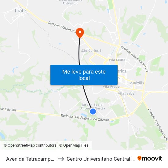 Avenida Tetracampeonato to Centro Universitário Central Paulista map