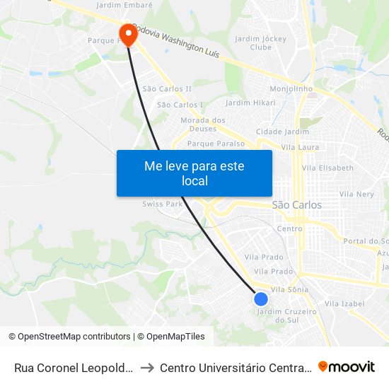 Rua Coronel Leopoldo Prado to Centro Universitário Central Paulista map