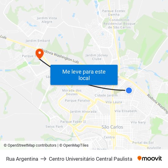 Rua Argentina to Centro Universitário Central Paulista map