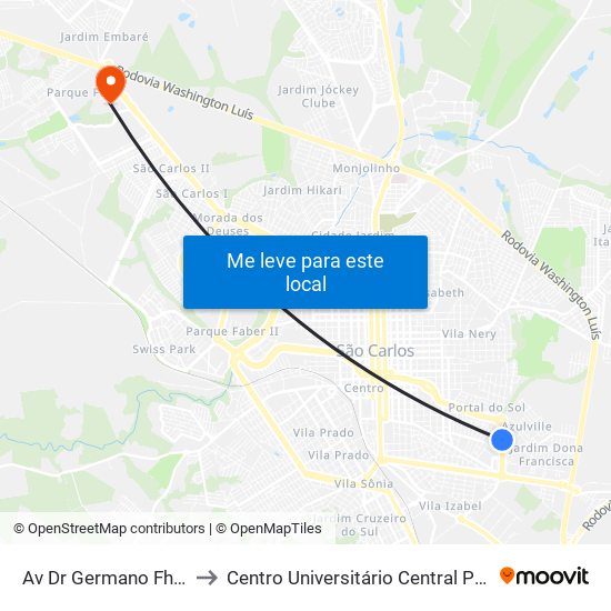 Av Dr Germano Fher Jr to Centro Universitário Central Paulista map