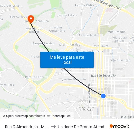 Rua D Alexandrina - Mercado to Unidade De Pronto Atendimento map