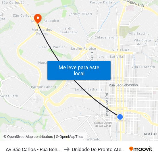 Av São Carlos - Rua Bento Carlos to Unidade De Pronto Atendimento map