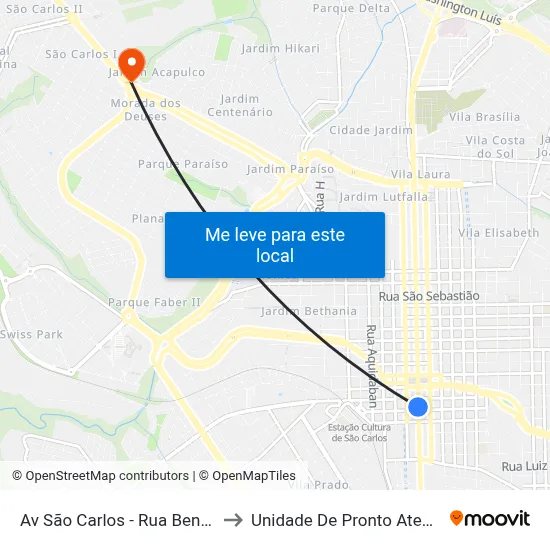 Av São Carlos - Rua Bento Carlos to Unidade De Pronto Atendimento map