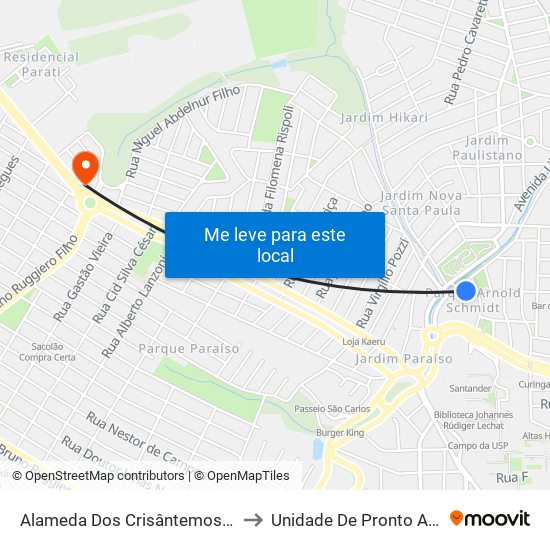 Alameda Dos Crisântemos - Kartódromo to Unidade De Pronto Atendimento map