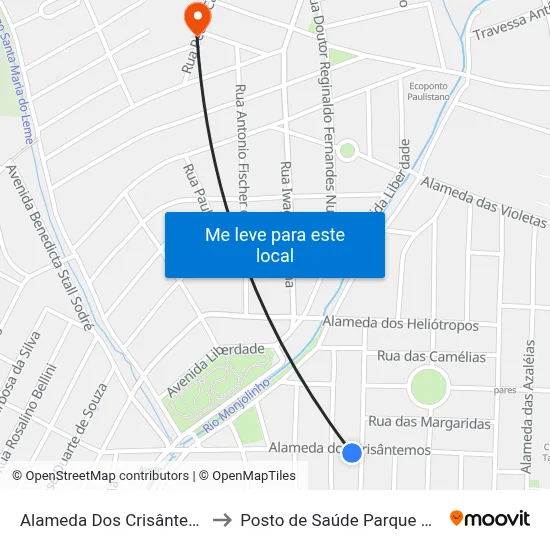 Alameda Dos Crisântemos to Posto de Saúde Parque Delta map