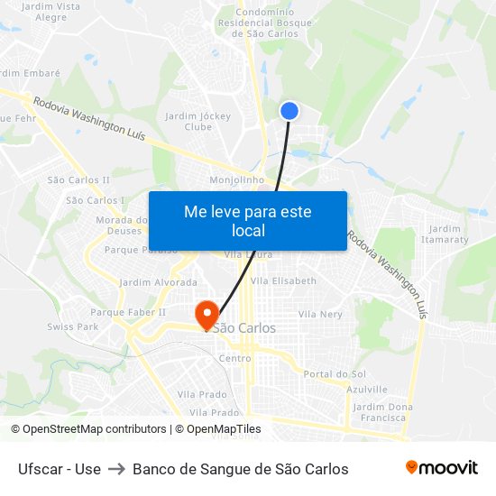 Ufscar - Use to Banco de Sangue de São Carlos map