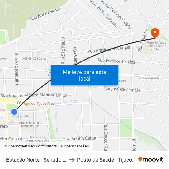 Estação Norte - Sentido Bairro to Posto de Saúde - Tijuco Preto map