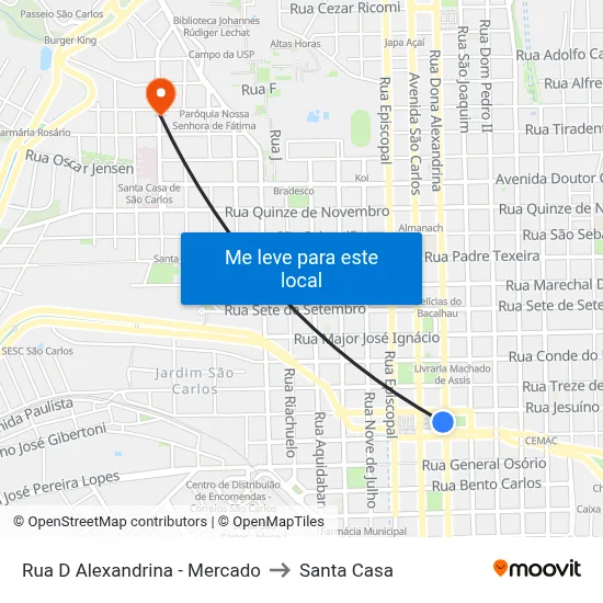 Rua D Alexandrina - Mercado to Santa Casa map