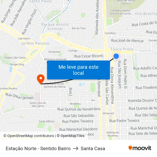 Estação Norte - Sentido Bairro to Santa Casa map