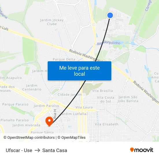 Ufscar - Use to Santa Casa map