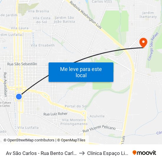 Av São Carlos - Rua Bento Carlos to Clínica Espaço Livre map